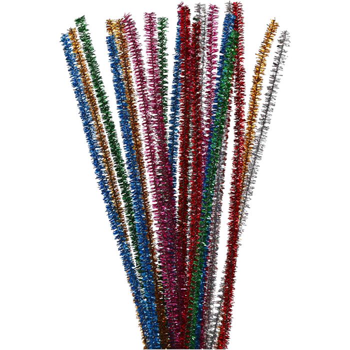 Piprensare, L: 30 cm, tjocklek 6 mm, glitter, starka färger, 24 mix./ 1 förp.