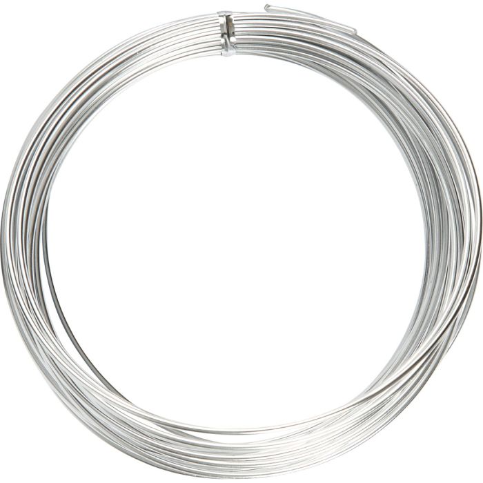 Aluminiumtråd, rund, tjocklek 2 mm, silver, 10 m/ 1 rl.