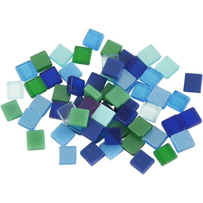 Minimosaik, stl. 5x5 mm, tjocklek 2 mm, blå/grön harmoni, 25 g/ 1 förp.