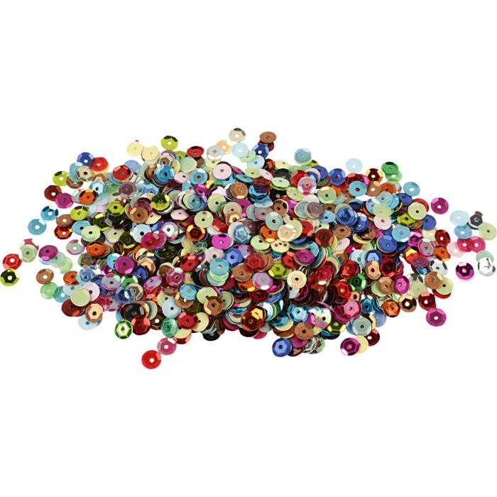 Paljetter, Rund, Dia. 6 mm, 100 g/ 1 förp.