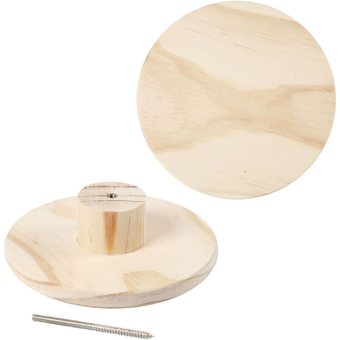 Träknopp, rund, D: 4,5 cm, Dia. 15 cm, 1 st.