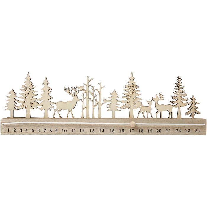 Julkalender, nedräkning, H: 12 cm, L: 40 cm, B: 3,6 cm, 1 st.