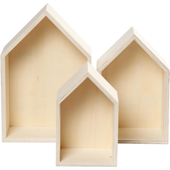 Förvaringslådor, houses, H: 20,3+25,3+31 cm, D: 10 cm, B: 13+16,2+20 cm, 3 st./ 1 set