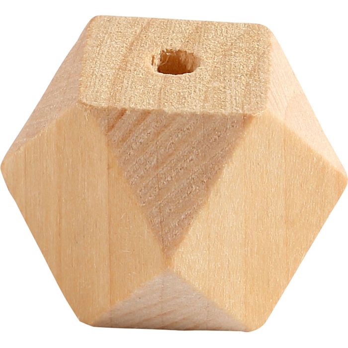Facettslipade träpärlor, B: 20 mm, Hålstl. 3 mm, 6 st./ 1 förp.