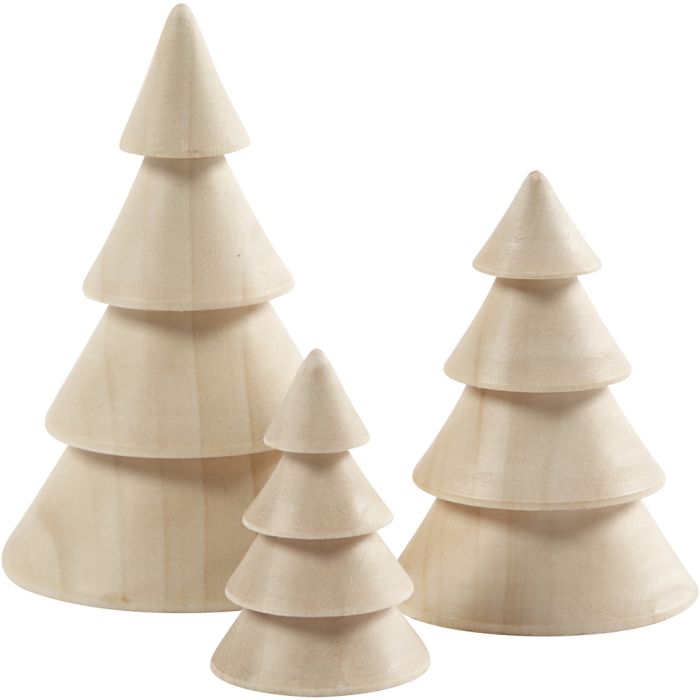 Julgranar, H: 5+7,5+10 cm, Dia. 3,5+5,4+6,7 cm, 3 st./ 1 förp.