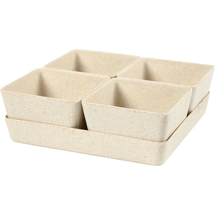 Krukor, H: 8 cm, D: 19,5 cm, B: 19,5 cm, 1 set