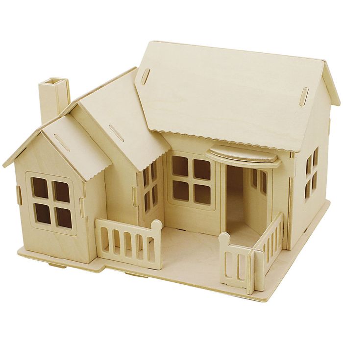 3D Konstruktionsfigur, Hus med terass, stl. 19x17,5x15, 1 st.