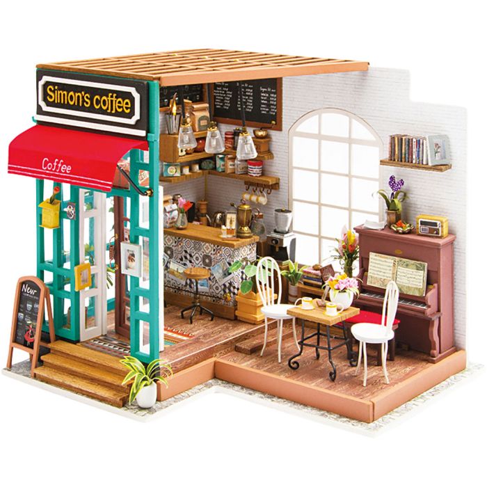 DIY Miniatyrrum, Café, H: 19 cm, L: 22,6 cm, B: 19,4 cm, 1 st.