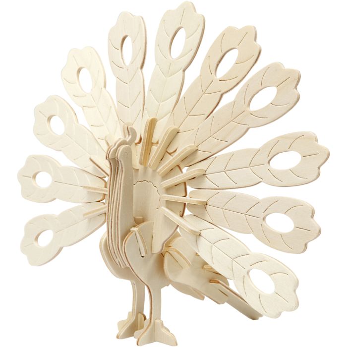 3D konstruktionsfigur, påfågel, stl. 10x20,5x17,5 cm, 1 st.