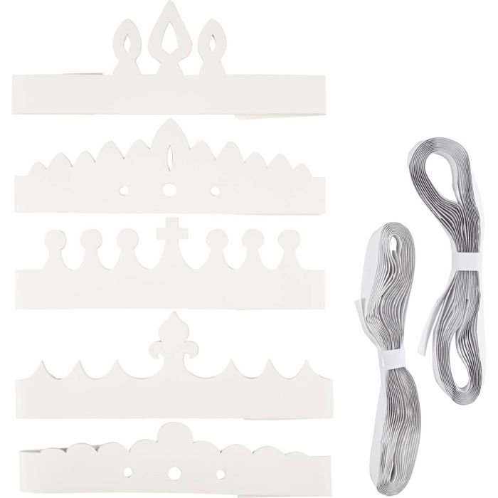 Kronor av papp, H: 10-16,5 cm, L: 60 cm, vit, 50 st./ 1 förp.