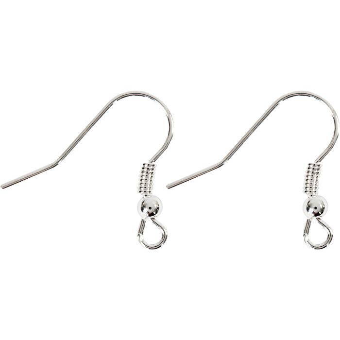 Öronkrokar, L: 18 mm, försilvrad, 10 st./ 1 förp.