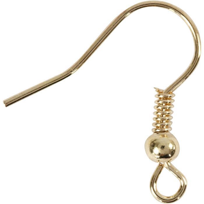 Öronkrokar, L: 18 mm, förgylld, 10 st./ 1 förp.