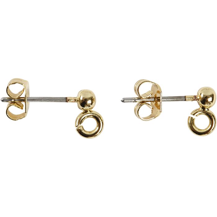 Öronstift, L: 13 mm, Dia. 3,8 mm, Hålstl. 0,8 mm, förgylld, 10 st./ 1 förp.