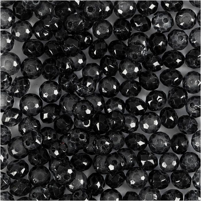 Facettpärlor, Dia. 4 mm, Hålstl. 1 mm, grå, 45 st./ 1 förp.