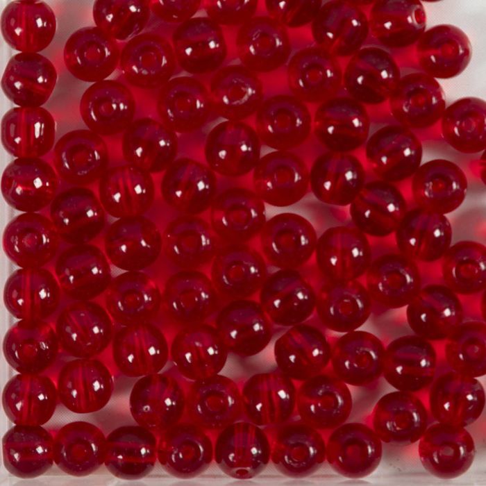Glaspärlor, Dia. 4 mm, Hålstl. 1 mm, röd, 90 st., 20 g/ 1 förp.