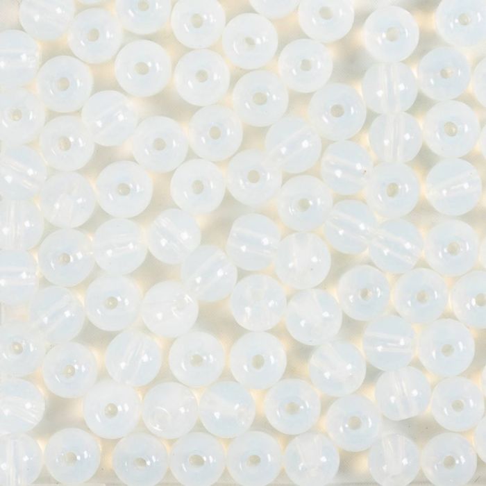 Glaspärlor, Dia. 4 mm, Hålstl. 1 mm, kristall, 90 st., 20 g/ 1 förp.