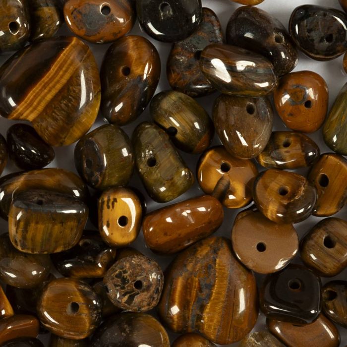 Kristallpärlor, Tigeröga, Dia. 7-12 mm, Hålstl. 1 mm, brun, 63 st./ 1 förp.