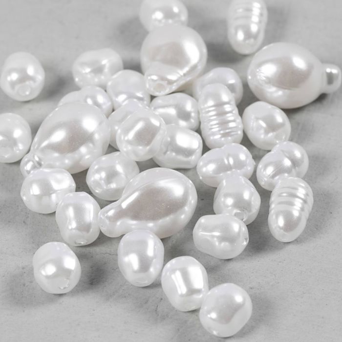 Vaxpärlor, Oval, Dia. 6-14 mm, Hålstl. 1,3-1,5 mm, 30 st./ 1 förp.