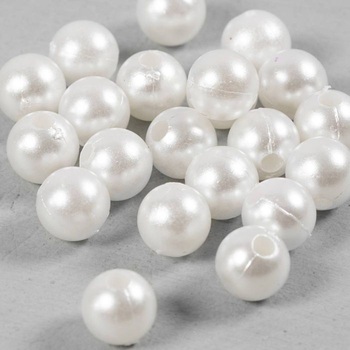 Vaxpärlor, Dia. 8 mm, Hålstl. 2,3 mm, pärlemor, 22 st./ 1 förp.