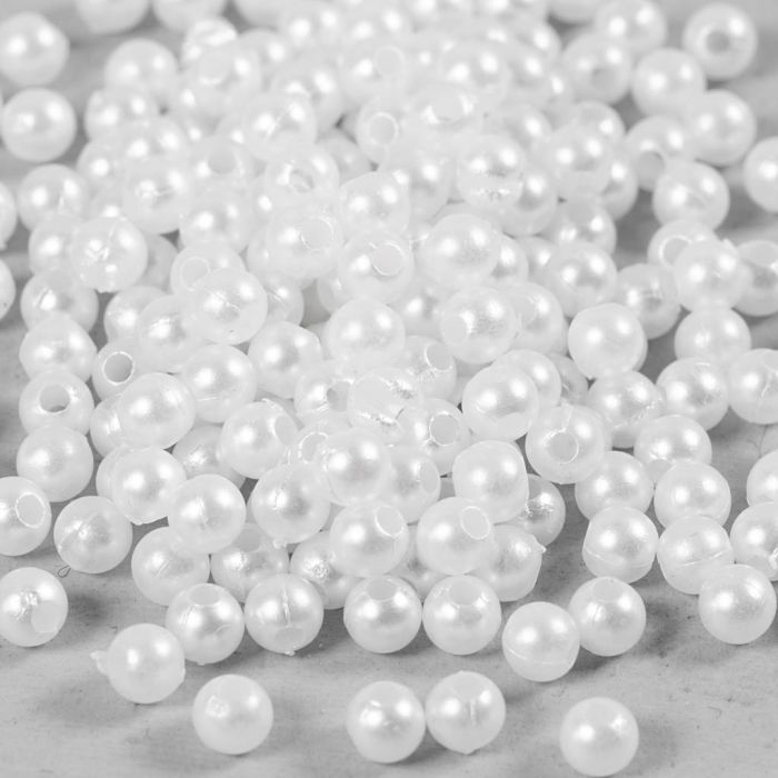 Vaxpärlor, Dia. 4 mm, Hålstl. 1,5 mm, pärlemor, 210 st./ 1 förp.