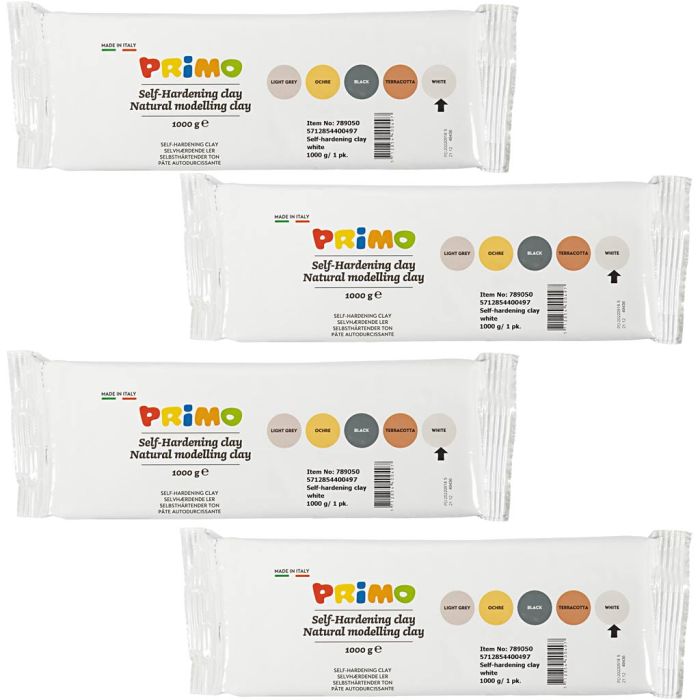 Självhärdande Lera, vit, 4x1000 g/ 1 förp.