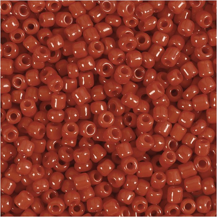 Rocaillepärlor, Dia. 3 mm, stl. 8/0, Hålstl. 0,6-1,0 mm, mörkröd, 25 g/ 1 förp.