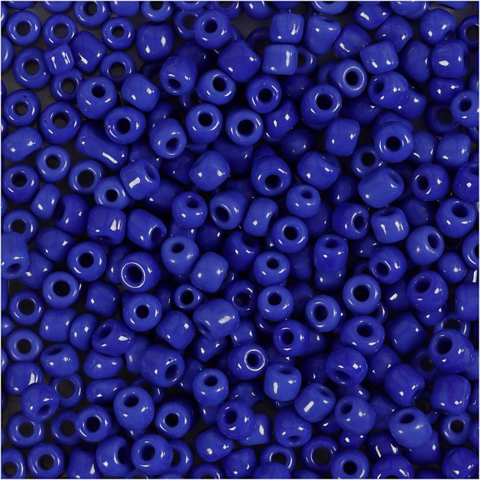 Rocaillepärlor, Dia. 3 mm, stl. 8/0, Hålstl. 0,6-1,0 mm, blå, 25 g/ 1 förp.