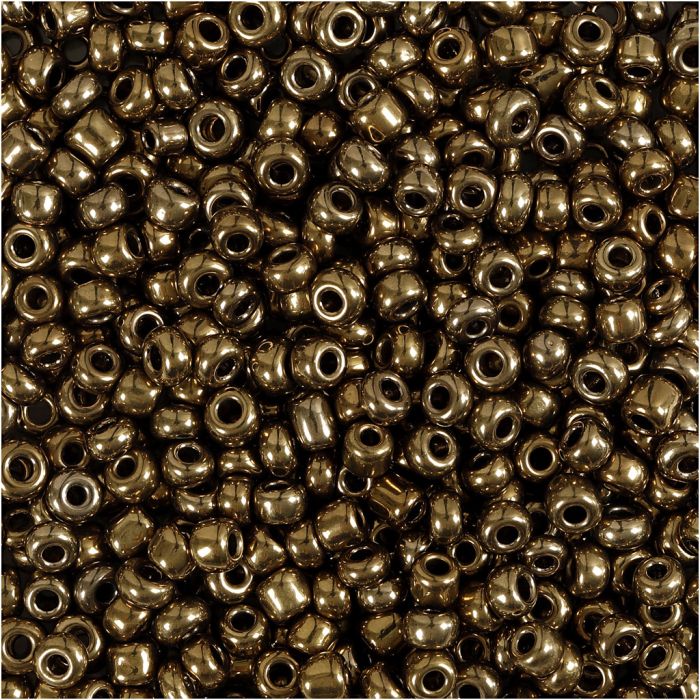 Rocaillepärlor, Dia. 3 mm, stl. 8/0, Hålstl. 0,6-1,0 mm, bronze, 25 g/ 1 förp.