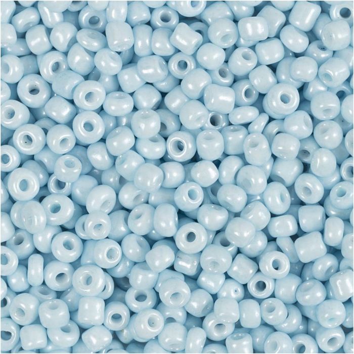 Rocaillepärlor, Dia. 3 mm, stl. 8/0, Hålstl. 0,6-1,0 mm, ljusblå, 25 g/ 1 förp.