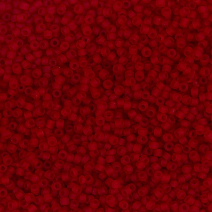 Rocaillepärlor, nr. 15/0, Dia. 1.7 mm, Hålstl. 0,5-0,8 mm, matt frozen, röd, 25 g/ 1 förp.
