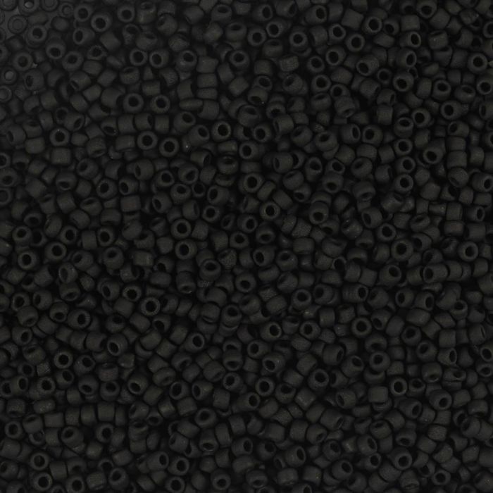 Rocaillepärlor, nr. 15/0, Dia. 1.7 mm, Hålstl. 0,5-0,8 mm, matt frozen, svart, 25 g/ 1 förp.