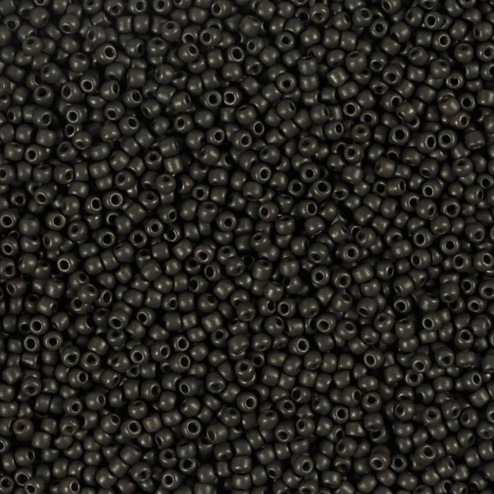 Rocaillepärlor, nr. 15/0, Dia. 1.7 mm, Hålstl. 0,5-0,8 mm, matt frozen, svart, 25 g/ 1 förp.