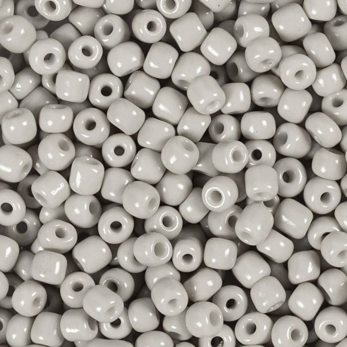 Rocaillepärlor, nr. 6/0, Dia. 4 mm, Hålstl. 0,9-1,2 mm, ljusgrå, 25 g/ 1 förp.