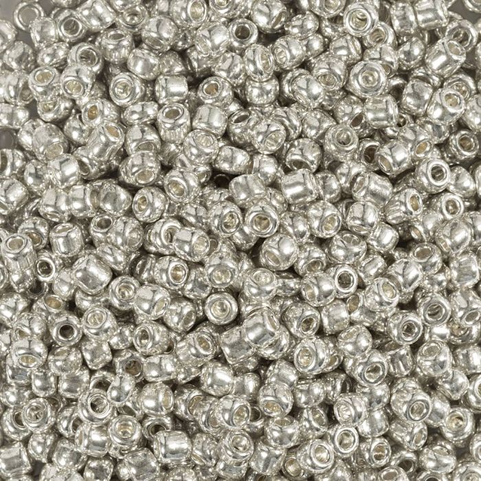 Rocaillepärlor, nr. 8/0, Dia. 3 mm, Hålstl. 0,6-1,0 mm, silver, 25 g/ 1 förp.