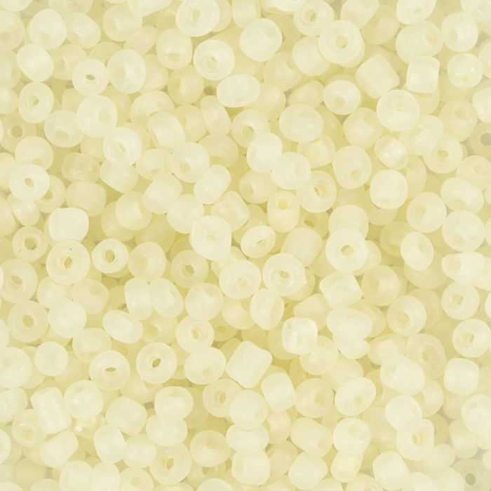 Rocaillepärlor, nr. 8/0, Dia. 3 mm, Hålstl. 0,6-1,0 mm, matt frozen, vit, 25 g/ 1 förp.