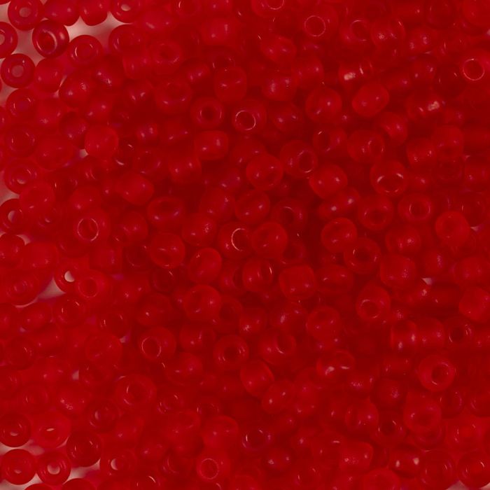 Rocaillepärlor, nr. 8/0, Dia. 3 mm, Hålstl. 0,6-1,0 mm, matt frozen, röd, 25 g/ 1 förp.