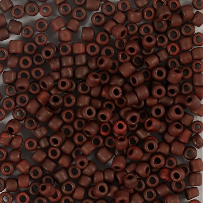 Rocaillepärlor, nr. 8/0, Dia. 3 mm, Hålstl. 0,6-1,0 mm, matt frozen, mocca, 25 g/ 1 förp.