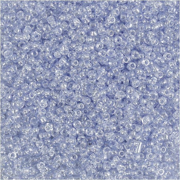 Rocaillepärlor, Dia. 1,7 mm, stl. 15/0, Hålstl. 0,5-0,8 mm, ljusblå, 25 g/ 1 förp.