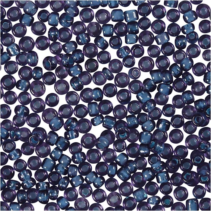 Rocaillepärlor, Dia. 1,7 mm, stl. 15/0, Hålstl. 0,5-0,8 mm, lila, 25 g/ 1 förp.