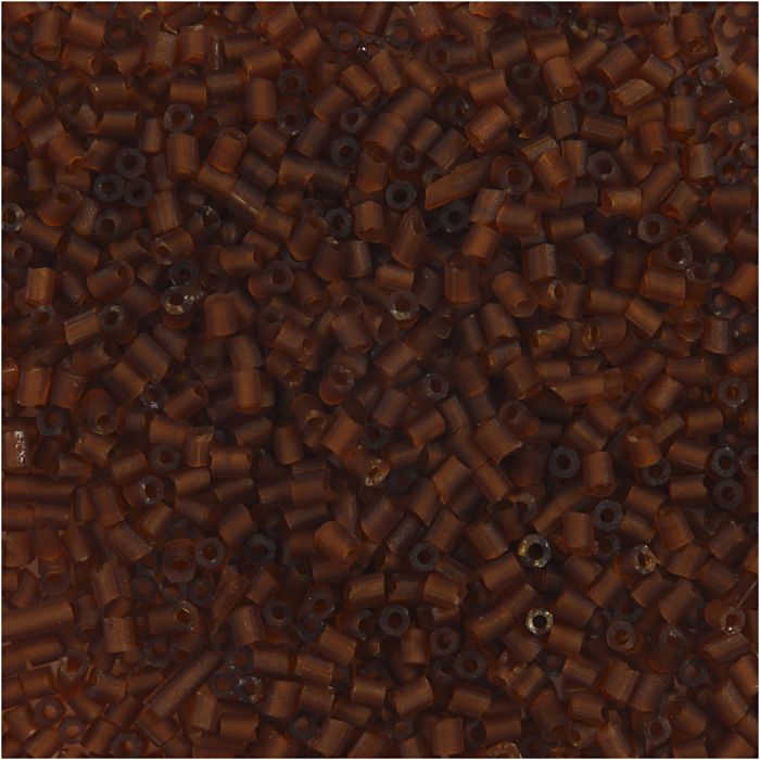 Rocaillepärlor 2-cut, Dia. 1,7 mm, stl. 15/0, Hålstl. 0,5 mm, brun, 25 g/ 1 förp.
