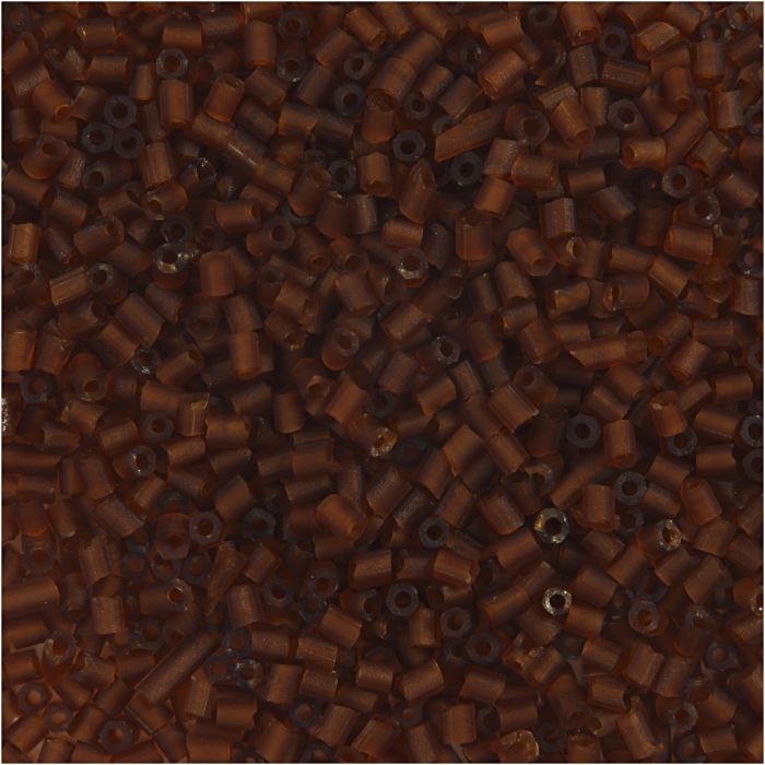 Rocaillepärlor 2-cut, Dia. 1,7 mm, stl. 15/0, Hålstl. 0,5 mm, brun, 500 g/ 1 påse
