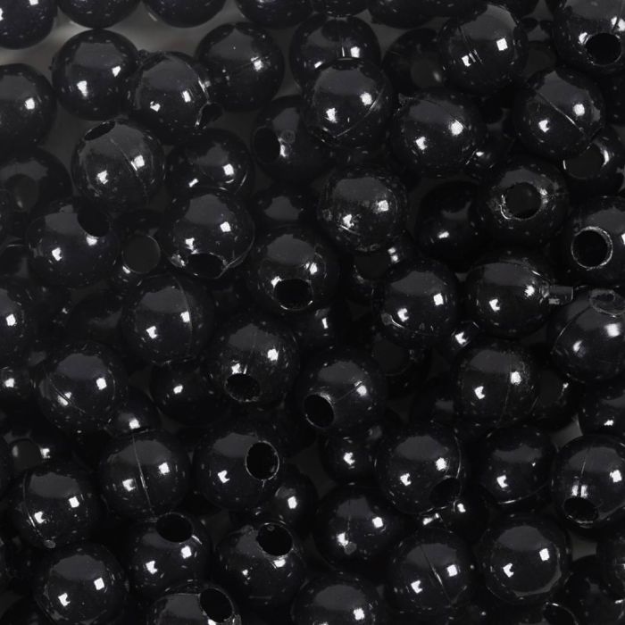 Plastpärlor, Dia. 6 mm, Hålstl. 1,5 mm, svart, 300 g/ 1 förp.