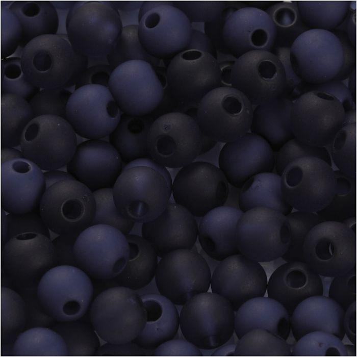 Plastpärlor, Dia. 6 mm, Hålstl. 2 mm, ca. 150 st., blå, 40 g/ 1 förp.