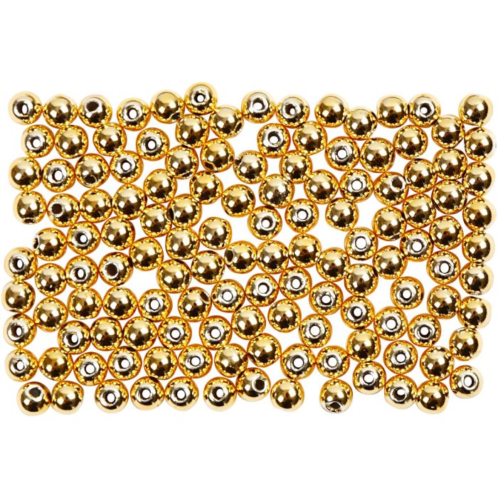 Vaxpärlor, Dia. 2,7 mm, Hålstl. 0,7 mm, guld, 150 st./ 1 förp.