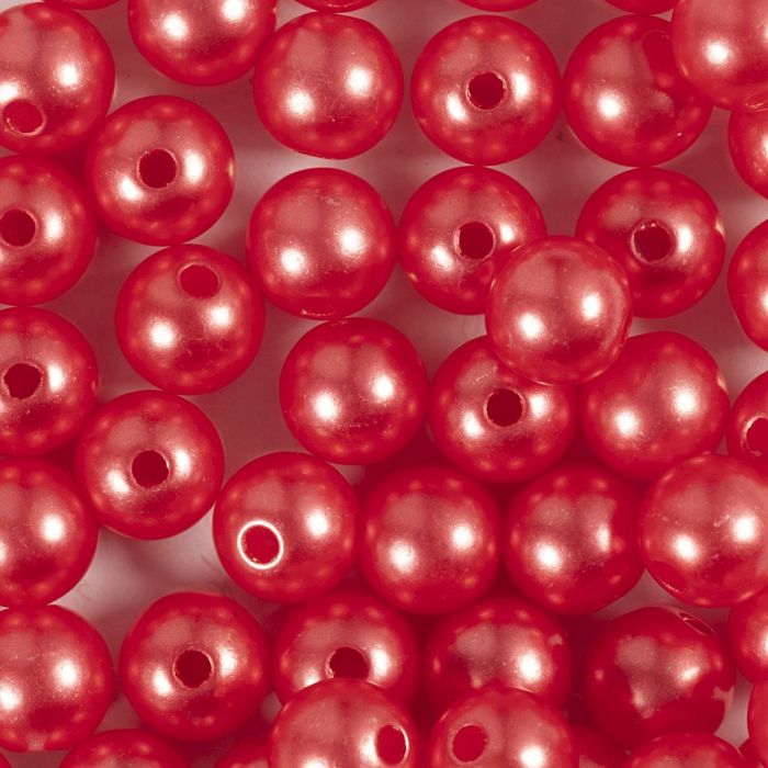 Vaxpärlor, Dia. 8 mm, Hålstl. 1 mm, röd, 50 st., 20 g/ 1 förp.