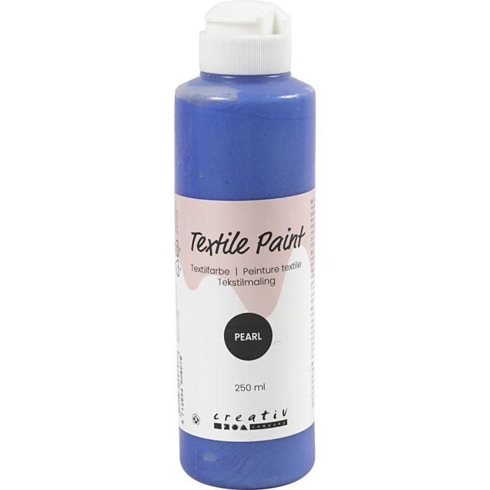 Textilfärg, pärlemor, täckande, blå, 250 ml/ 1 flaska