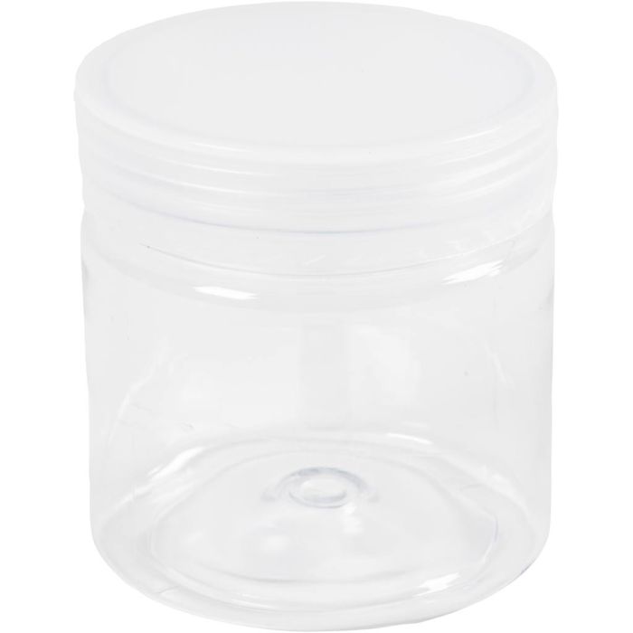 Plastburkar för förvaring, H: 7 cm, Dia. 6,5 cm, 180 ml, 10 st./ 1 förp.