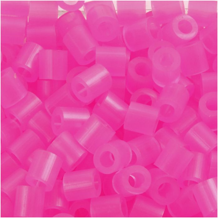 Rörpärlor, stl. 5x5 mm, Hålstl. 2,5 mm, medium, rosa neon (32257), 1100 st./ 1 förp.