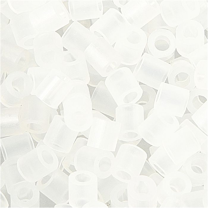 Rörpärlor, stl. 5x5 mm, Hålstl. 2,5 mm, medium, transparent (32264), 1100 st./ 1 förp.