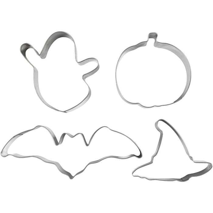 Utsticksform, Spöke, pumpa, häxhatt, fladdermus, H: 2 cm, stl. 7-12,4 cm, 4 st./ 1 förp.